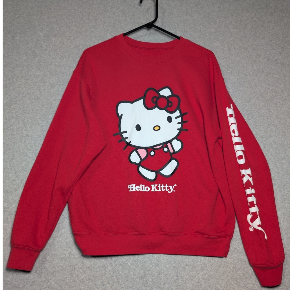 Hello Kitty Sanrio Red Graphic Crewneck Sweatshirt Large Kawaii Kidcore Harajuku